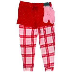 NWT Laura Ashley 3 Piece Pajama Set Pants Shorts Socks